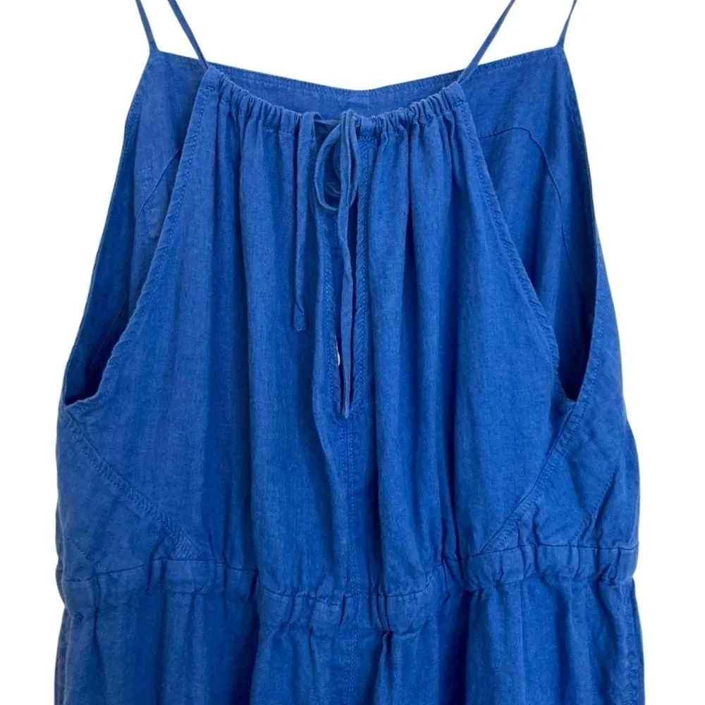 EVERLANE The Linen Shoestring Jumpsuit Lapis Blue